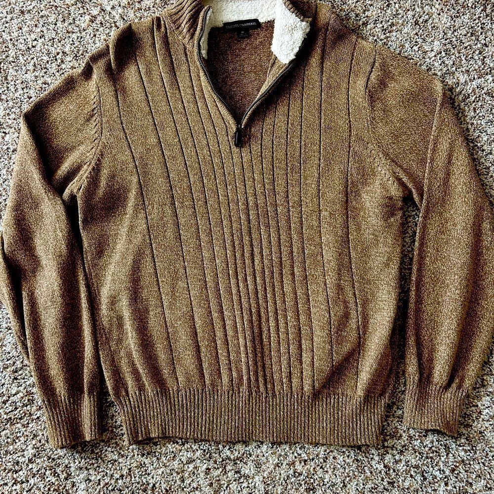 Tricots St Raphael Men’s Brown 1/4 Zip Pullover Sweater Shirt Size Extra Large